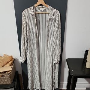 Stripped Longline Cardigan Duster